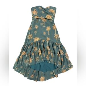 NWT Andres Otalora Bahia Malaga Midi Dress in Green Palm Trees Size 8